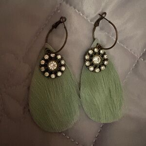 Jaded gypsy Mint Green Teardrop Crystal Hoop Earrings